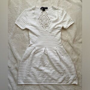 Cute & Sexy low cut, lace back white dress